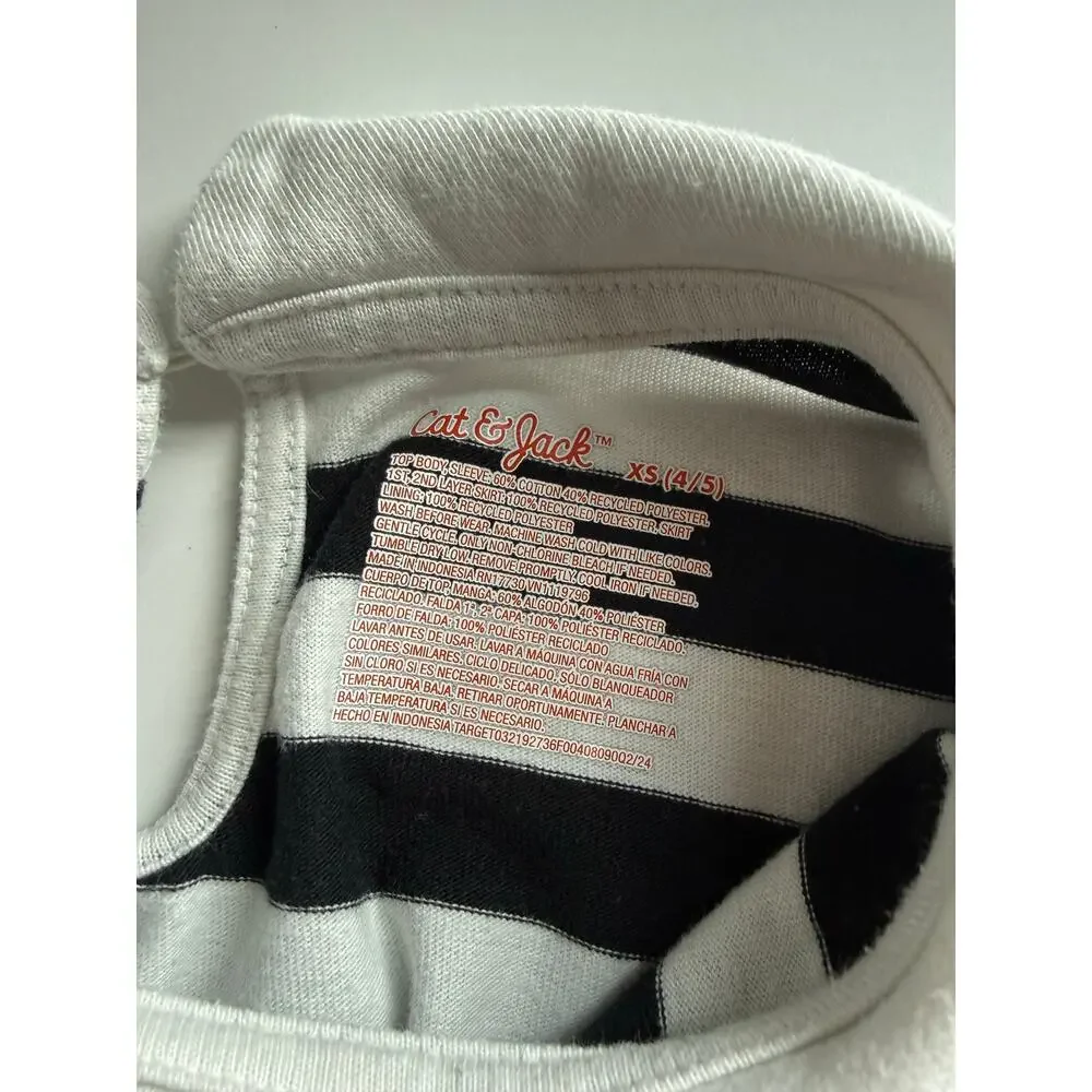 Cat & Jack Black & White Striped Tulle Skirt Dress - XS (4/5)